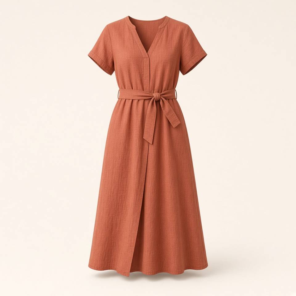Terracotta Tie-Waist Dress